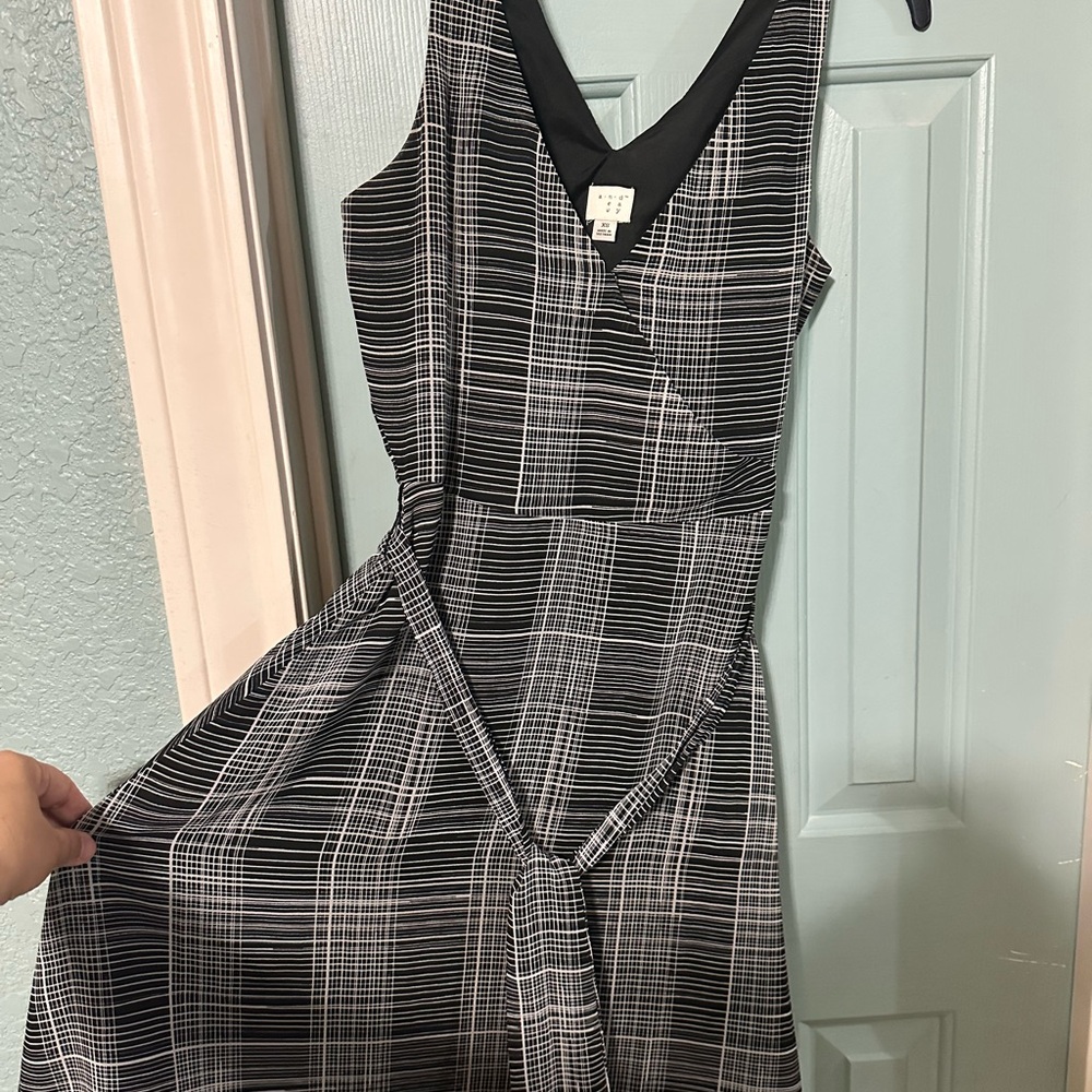 Elegant Black and White Plaid Dress A New Day. XS